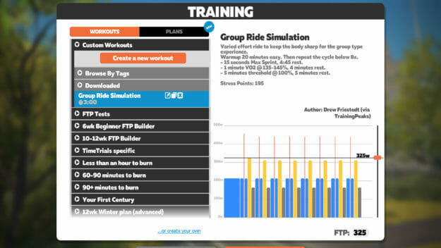 Zwift Custom Workout Screen – 360velo Zwift Custom Workout Screen